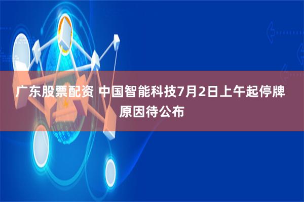 广东股票配资 中国智能科技7月2日上午起停牌 原因待公布