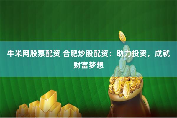 牛米网股票配资 合肥炒股配资：助力投资，成就财富梦想